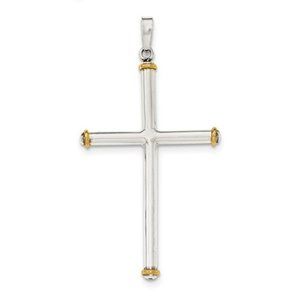 Cross Pendant Sterling Polished with Gold Plated